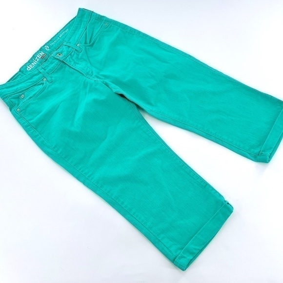 Levi's Denizen cotton/Elastane Turquoise cuffed capri pants Size 8 pockets - Picture 7 of 9